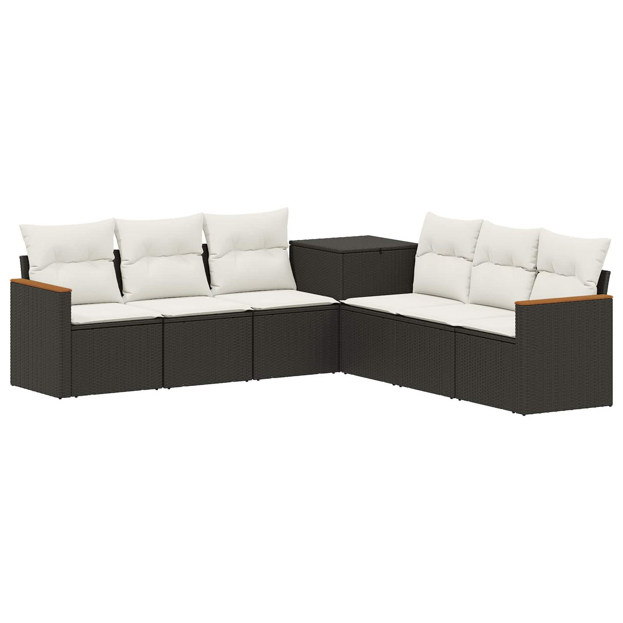 vidaXL Bankstel 7 pcs Zwart Poly Rattan en Staal