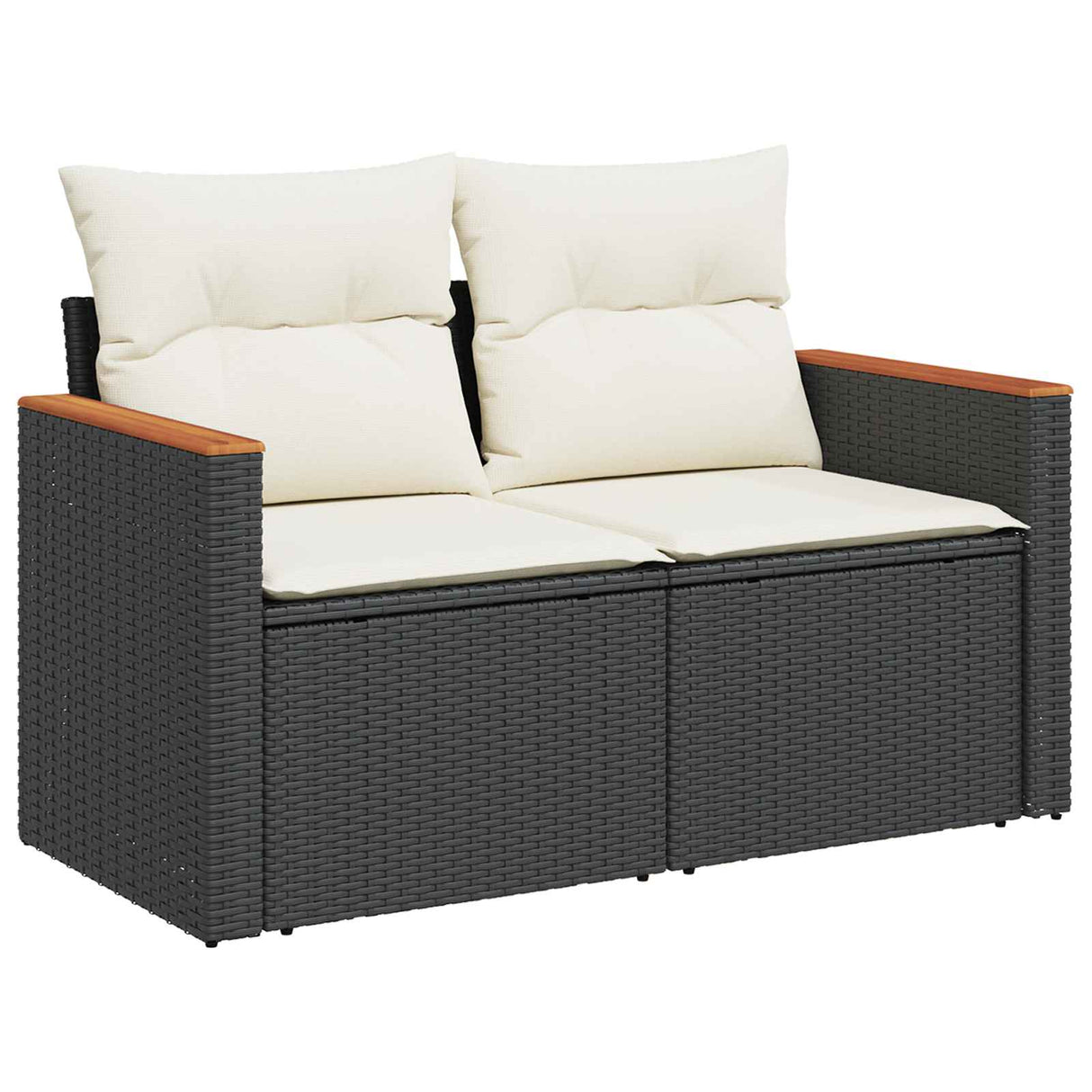 vidaXL Bankstel 7 pcs Zwart Poly Rattan en Staal