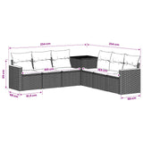 vidaXL Bankstel 7 pcs Zwart Poly Rattan en Staal
