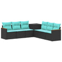 vidaXL Bankstel 7 pcs Zwart Poly Rattan en Staal