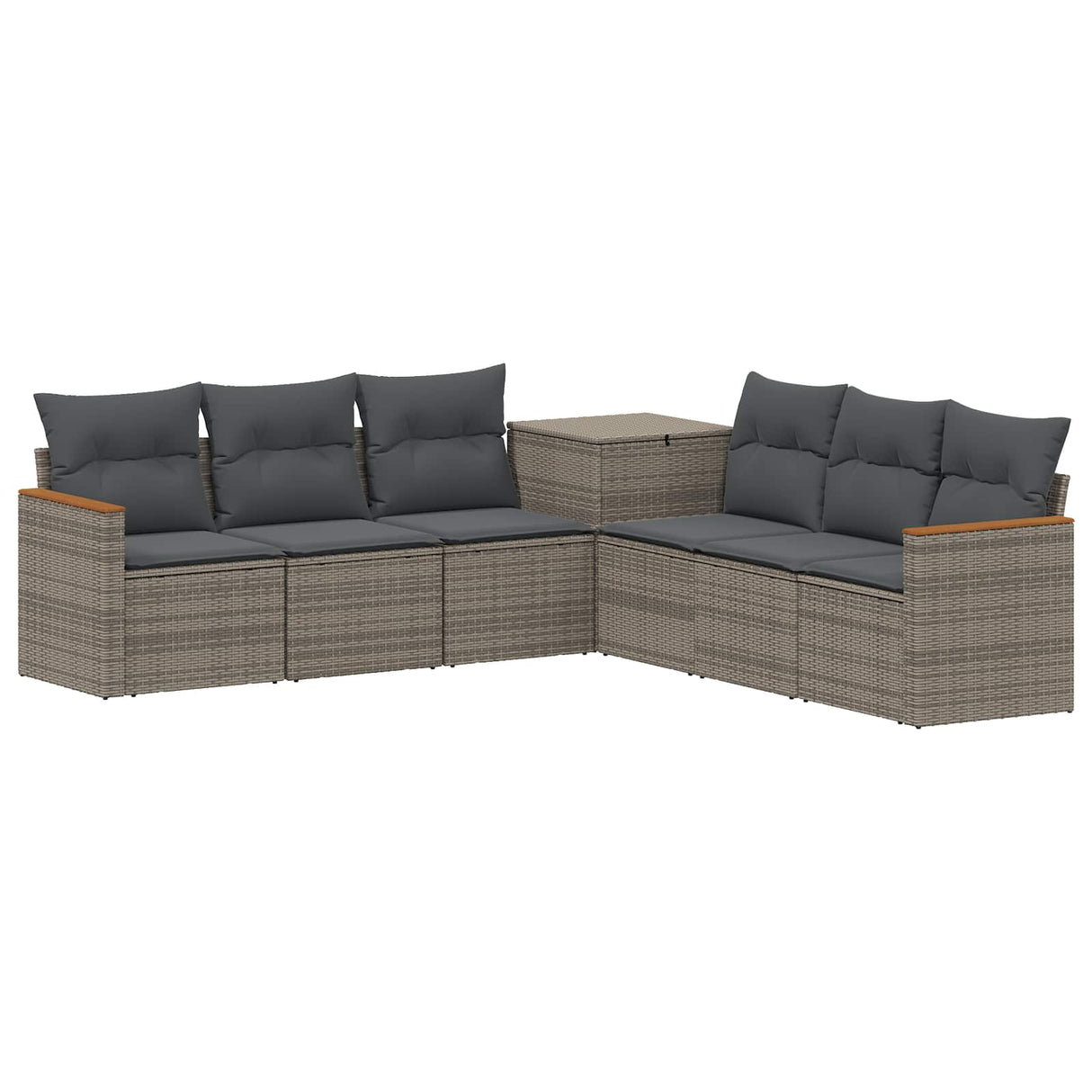 vidaXL Bankstel 7 pcs Zwart Poly Rattan en Staal