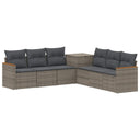 vidaXL Bankstel 7 pcs Zwart Poly Rattan en Staal
