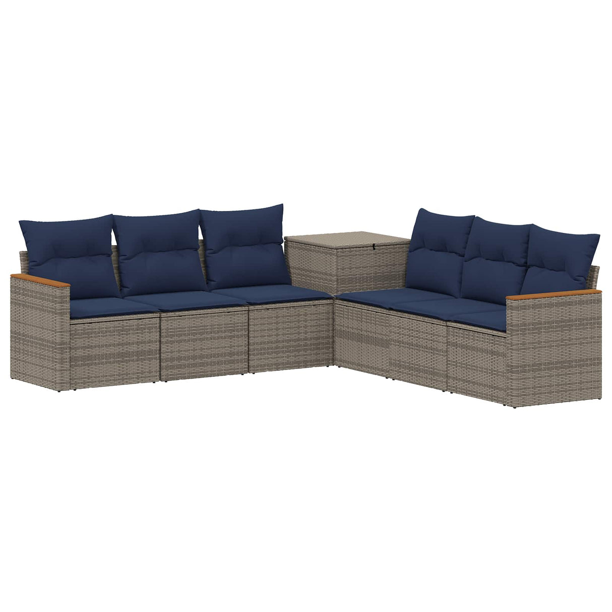 vidaXL Bankstel 7 pcs Zwart Poly Rattan en Staal