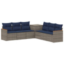 vidaXL Bankstel 7 pcs Zwart Poly Rattan en Staal