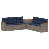 vidaXL Bankstel 7 pcs Zwart Poly Rattan en Staal