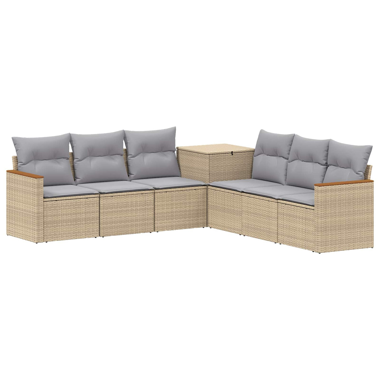 vidaXL Bankstel 7 pcs Zwart Poly Rattan en Staal