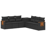 vidaXL Sofa Set 7 pcs Black Poly Rattan and Steel