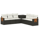 vidaXL Sofa Set 7 pcs Black Poly Rattan and Steel
