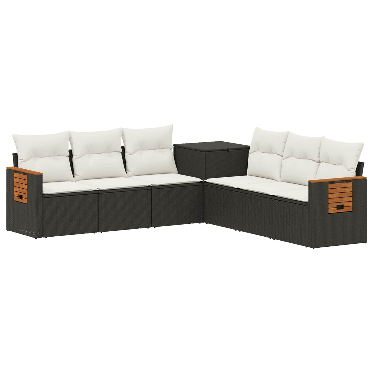 vidaXL Sofa Set 7 pcs Black Poly Rattan and Steel