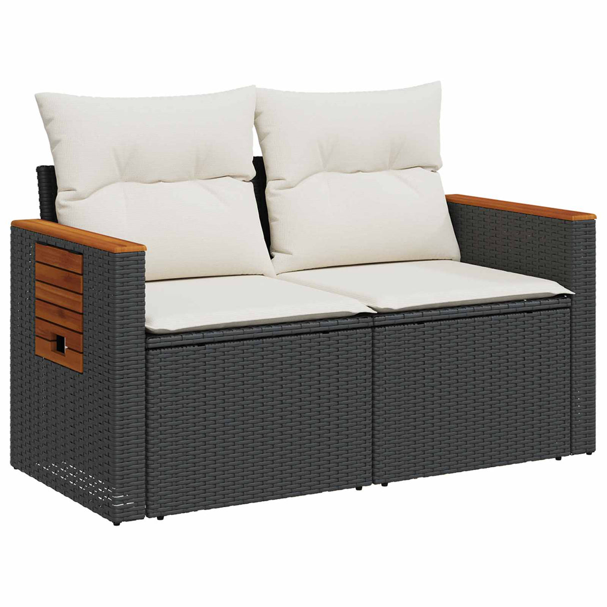 vidaXL Sofa Set 7 pcs Black Poly Rattan and Steel