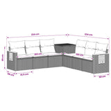 vidaXL Sofa Set 7 pcs Black Poly Rattan and Steel