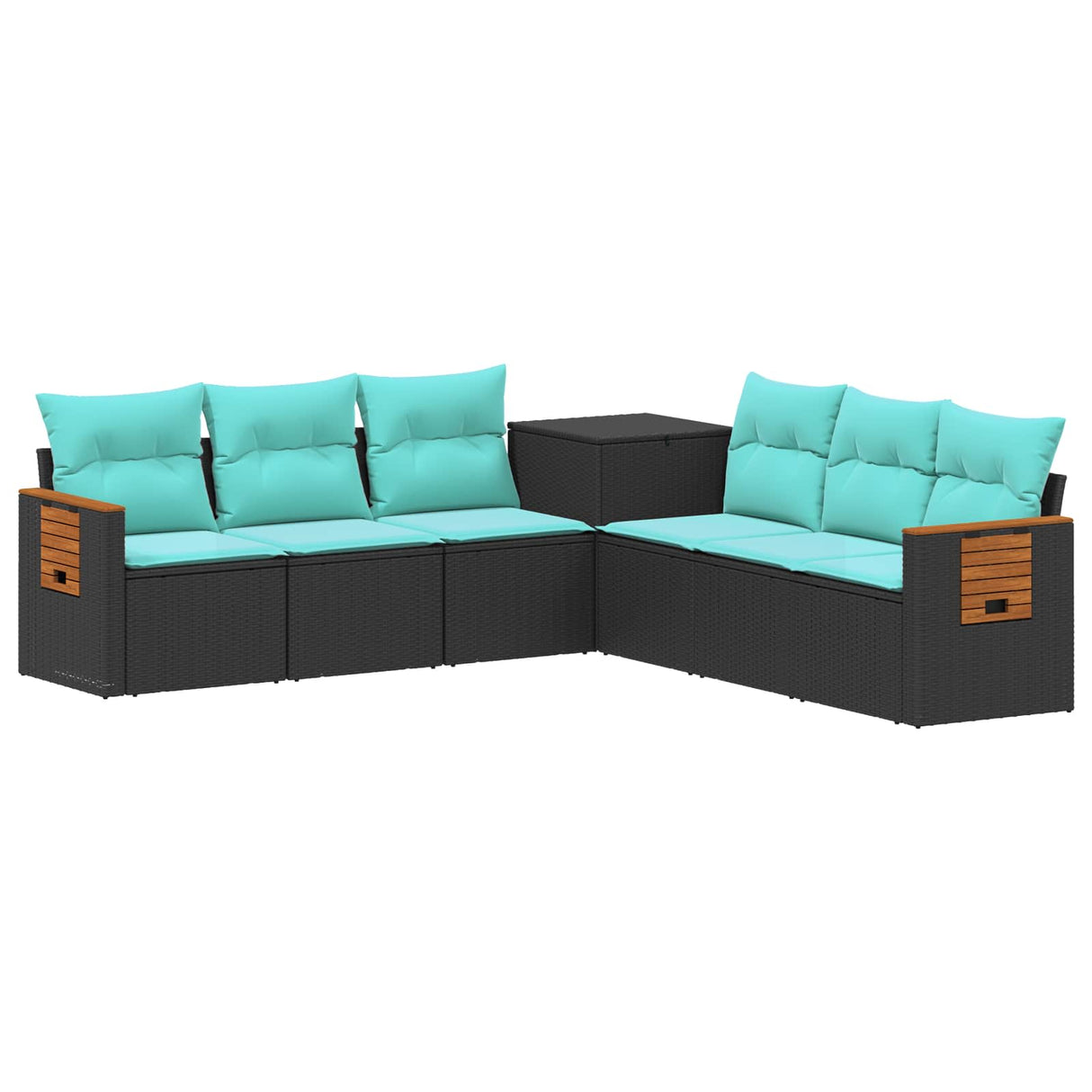 vidaXL Sofa Set 7 pcs Black Poly Rattan and Steel
