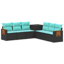 vidaXL Sofa Set 7 pcs Black Poly Rattan and Steel