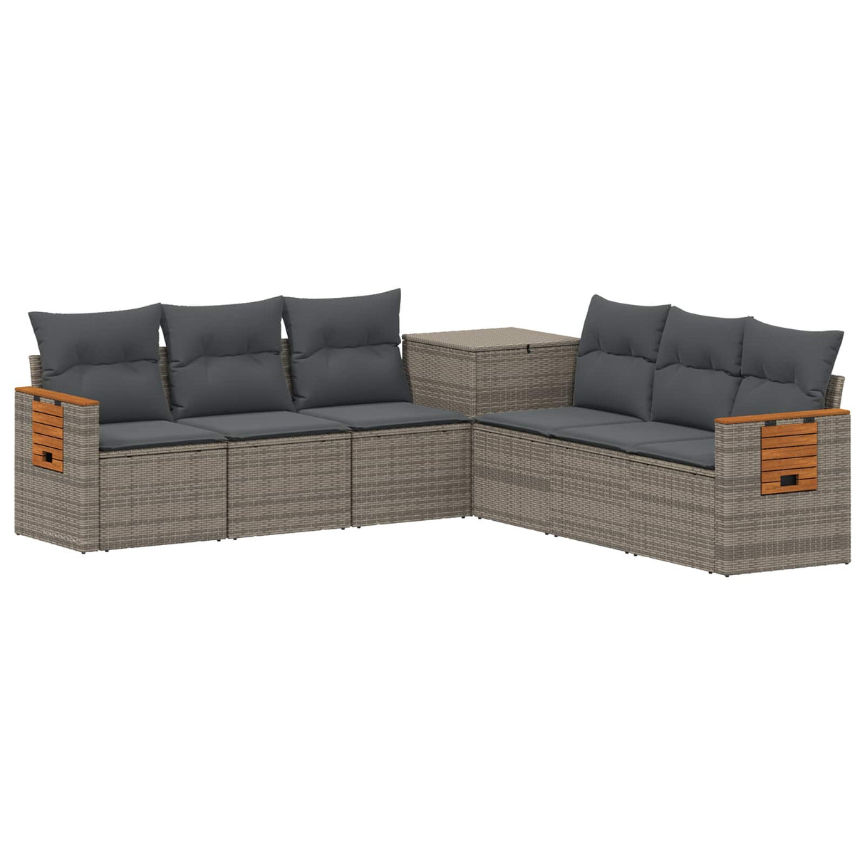 vidaXL Sofa Set 7 pcs Black Poly Rattan and Steel