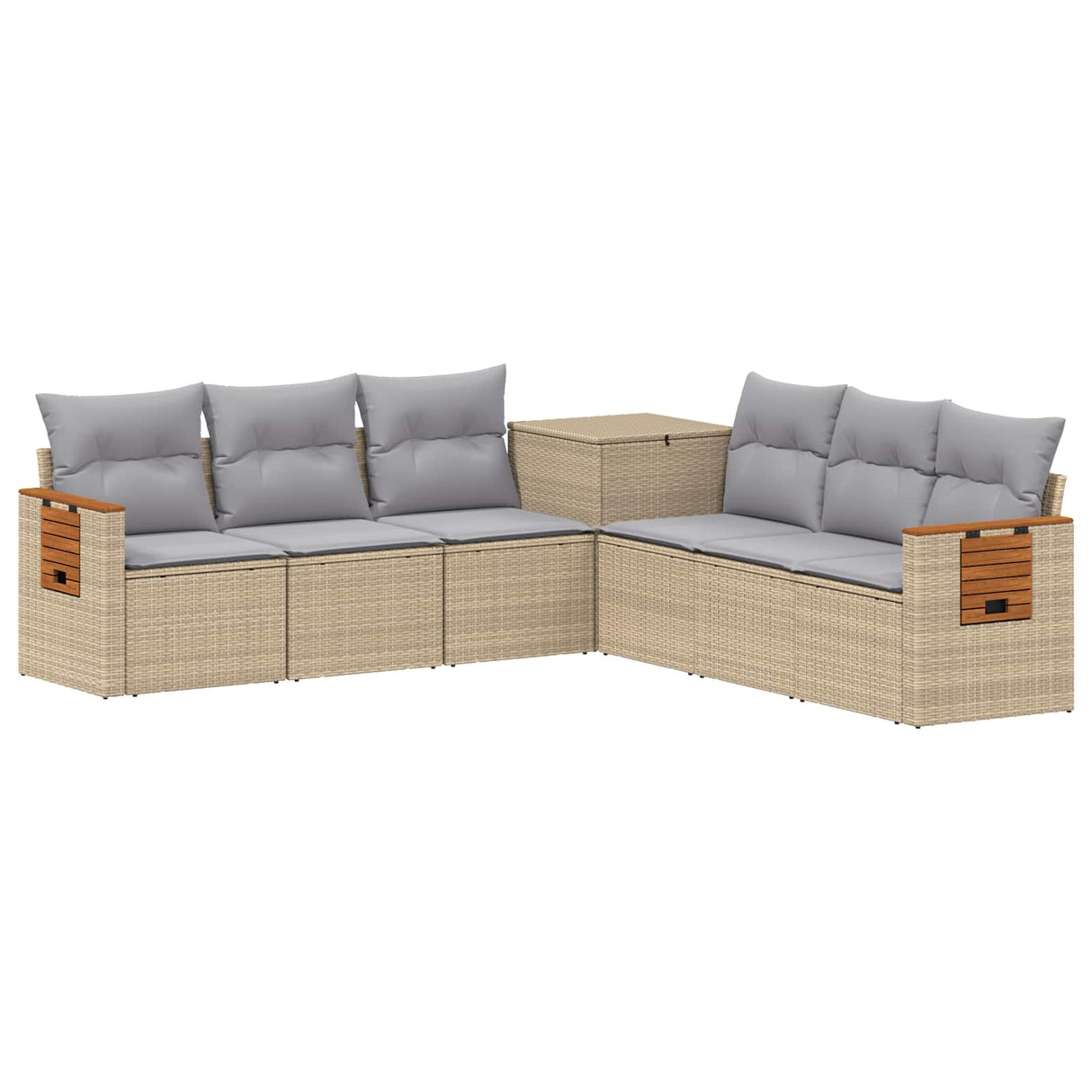 vidaXL Sofa Set 7 pcs Black Poly Rattan and Steel