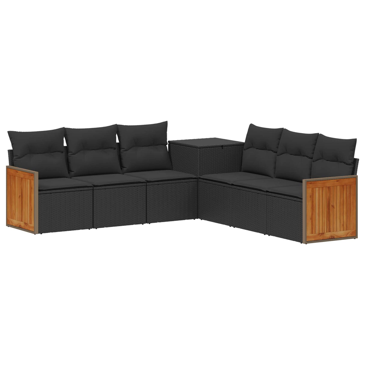vidaXL Bankstel 7 pcs Zwart Poly Rattan en Staal