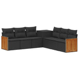 vidaXL Bankstel 7 pcs Zwart Poly Rattan en Staal