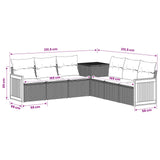 vidaXL Bankstel 7 pcs Zwart Poly Rattan en Staal
