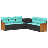 vidaXL Bankstel 7 pcs Zwart Poly Rattan en Staal