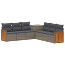 vidaXL Bankstel 7 pcs Zwart Poly Rattan en Staal