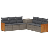 vidaXL Bankstel 7 pcs Zwart Poly Rattan en Staal