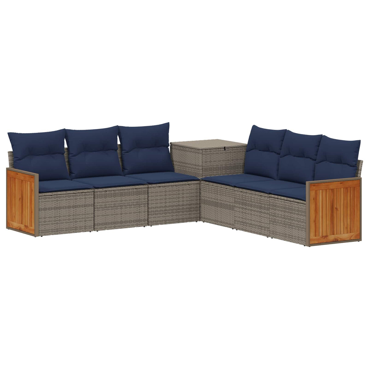 vidaXL Bankstel 7 pcs Zwart Poly Rattan en Staal