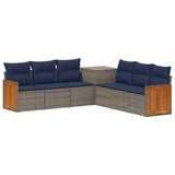 vidaXL Bankstel 7 pcs Zwart Poly Rattan en Staal