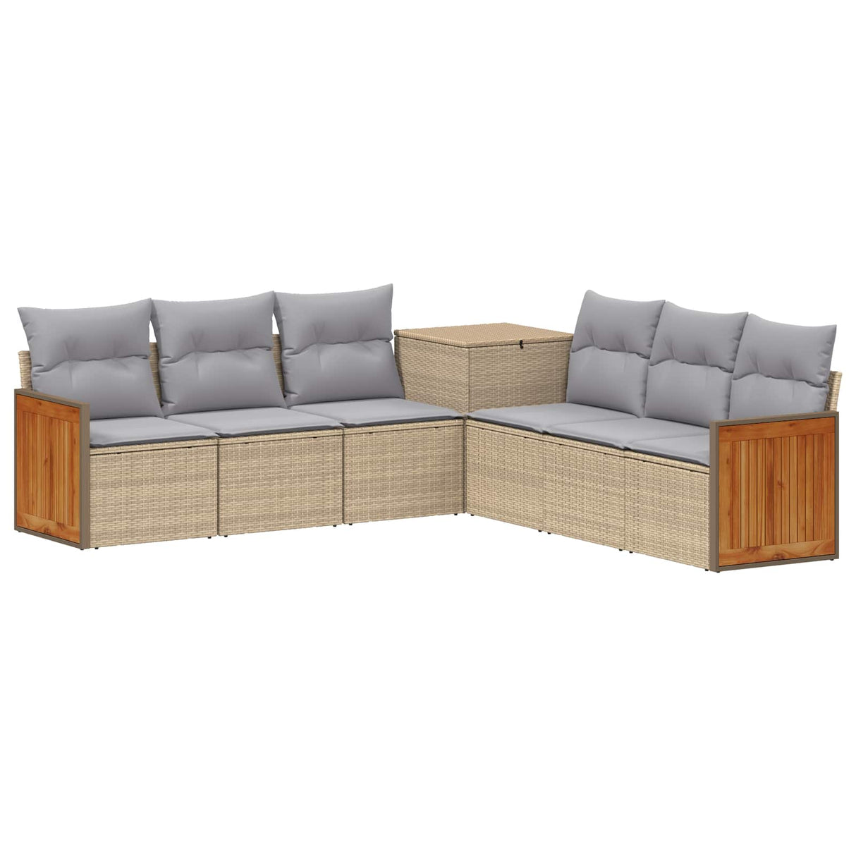 vidaXL Bankstel 7 pcs Zwart Poly Rattan en Staal