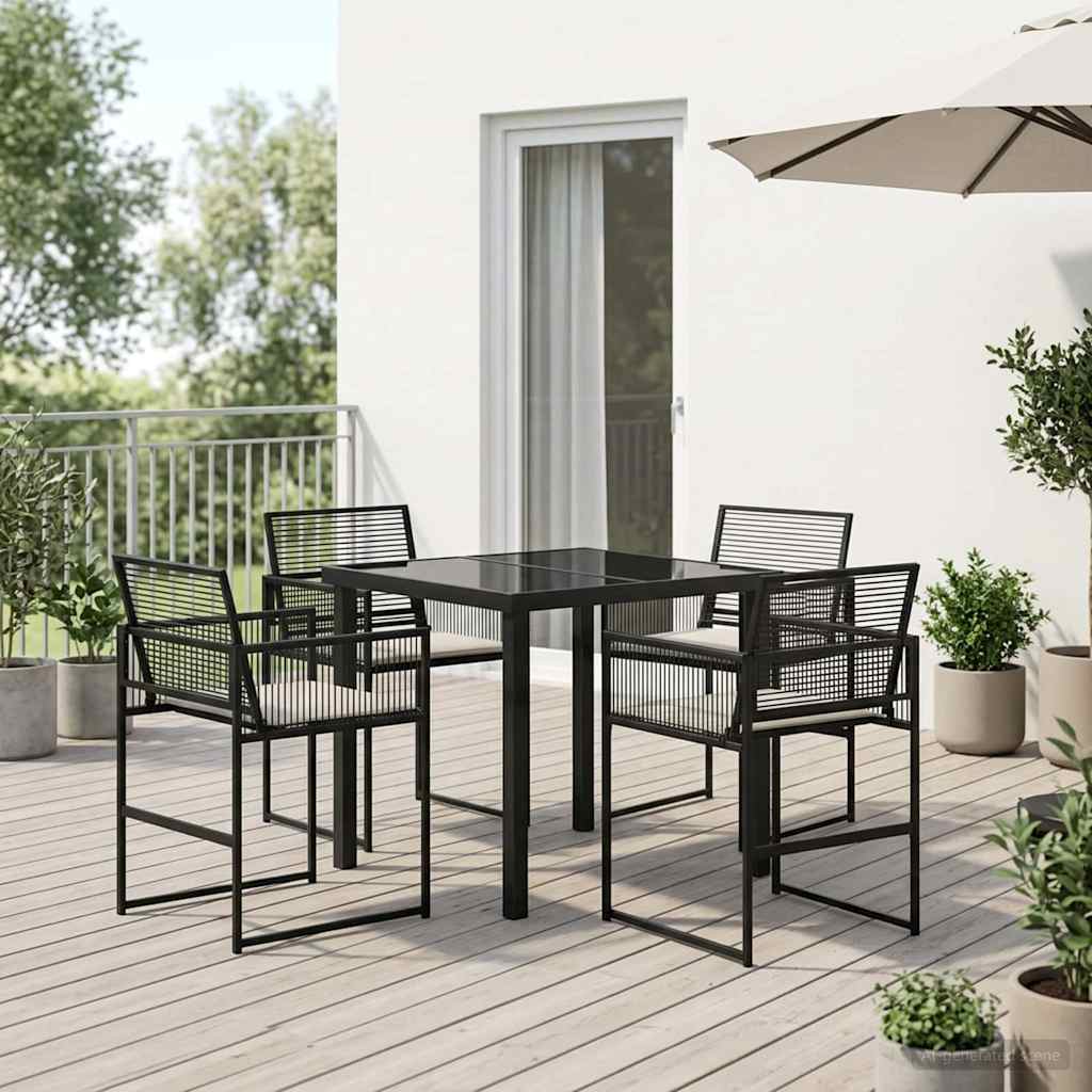 vidaXL Garden Dining Set 5 pcs Black Powder-Coated Steel