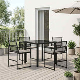vidaXL Garden Dining Set 5 pcs Black Powder-Coated Steel