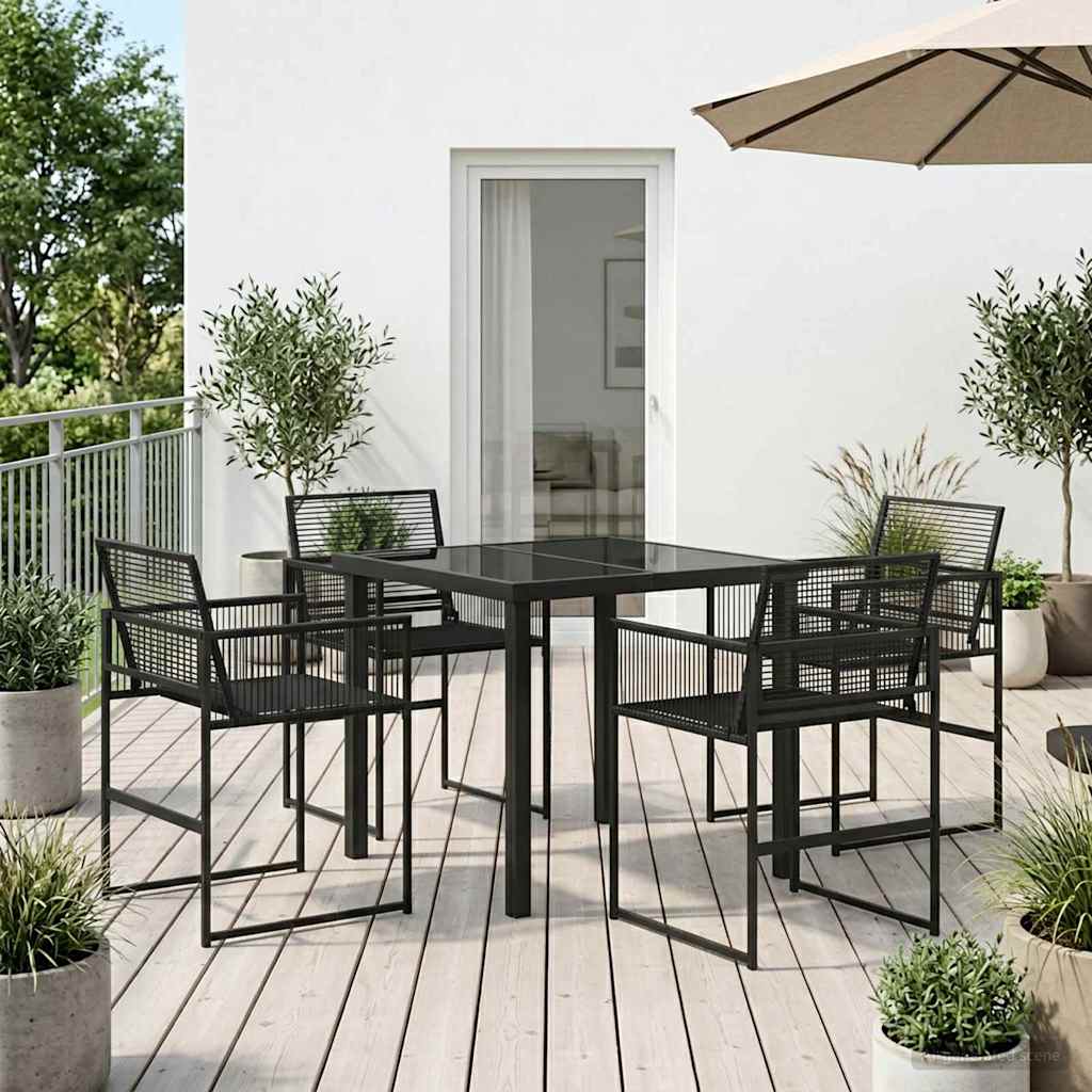 vidaXL Garden Dining Set 5 pcs Black Powder-Coated Steel
