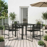 vidaXL Garden Dining Set 5 pcs Black Powder-Coated Steel