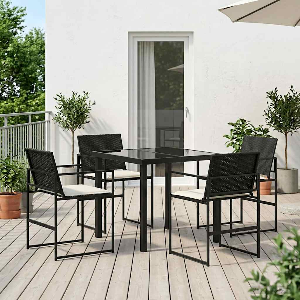 vidaXL Tuin Eettafel Set 5 pcs Zwart Gepoedercoat staal
