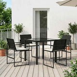 vidaXL Tuin Eettafel Set 5 pcs Zwart Gepoedercoat staal