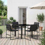 vidaXL Tuin Eettafel Set 5 pcs Zwart Gepoedercoat staal