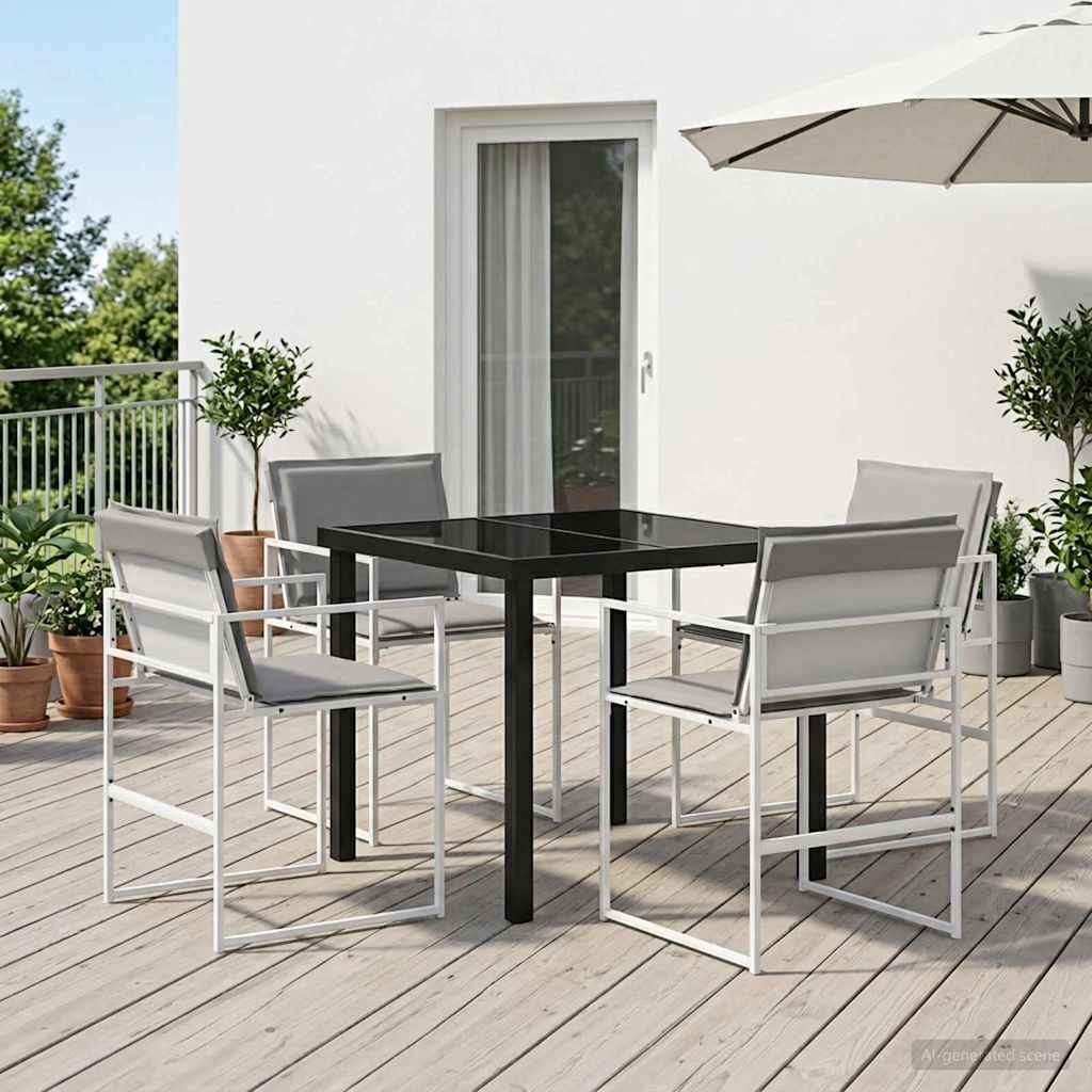 vidaXL Tuin Eettafel Set 5 pcs Zwart Gepoedercoat staal