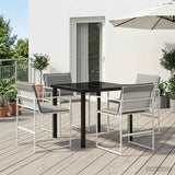 vidaXL Tuin Eettafel Set 5 pcs Zwart Gepoedercoat staal