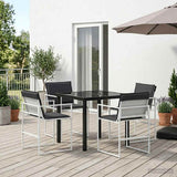 vidaXL Tuin Eettafel Set 5 pcs Zwart Gepoedercoat staal