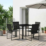 vidaXL Tuin Eettafel Set 5 pcs Zwart Gepoedercoat staal