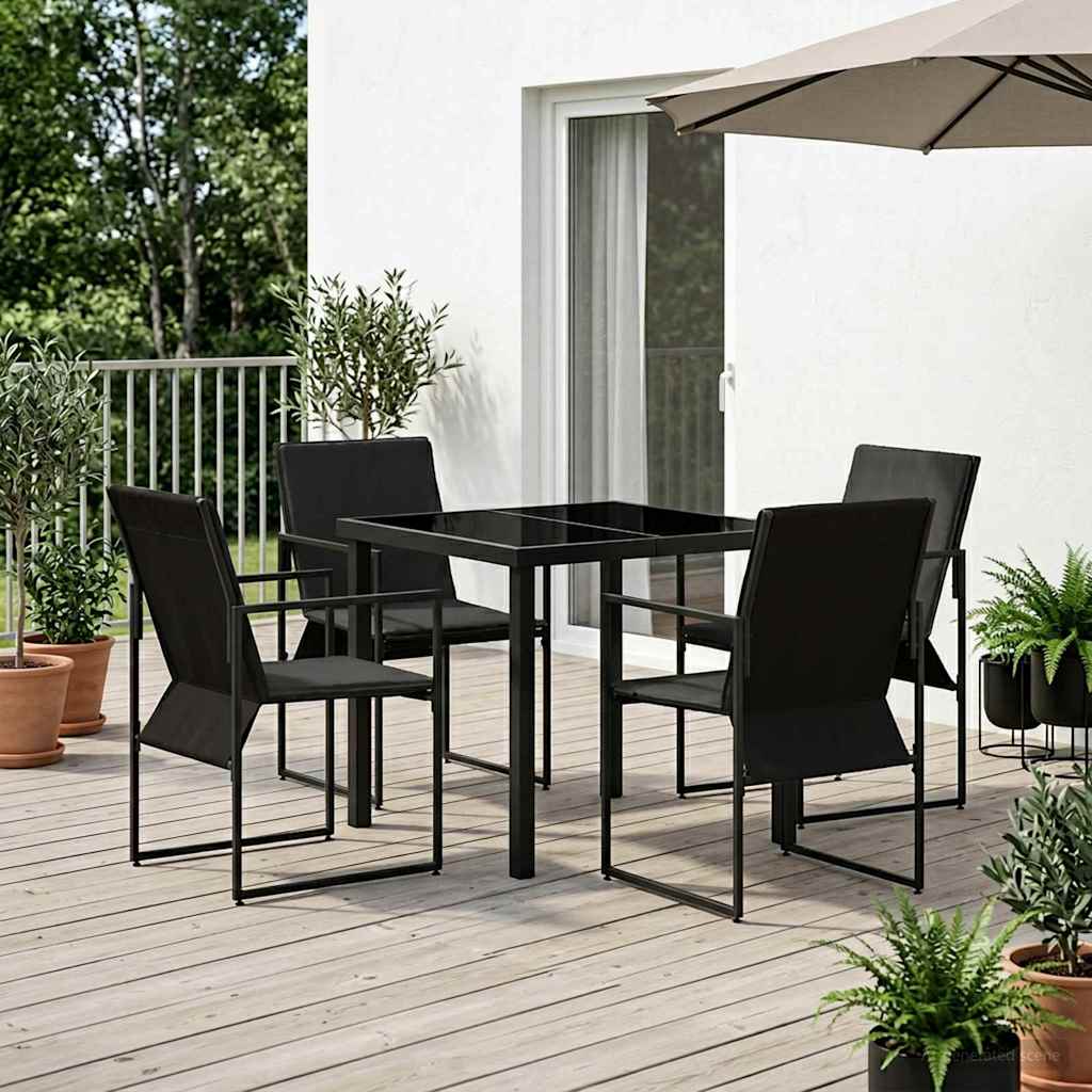 vidaXL Tuin Eettafel Set 5 pcs Zwart en Anthraciet 80 x 80 x 73 cm