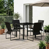 vidaXL Tuin Eettafel Set 5 pcs Zwart en Anthraciet 80 x 80 x 73 cm