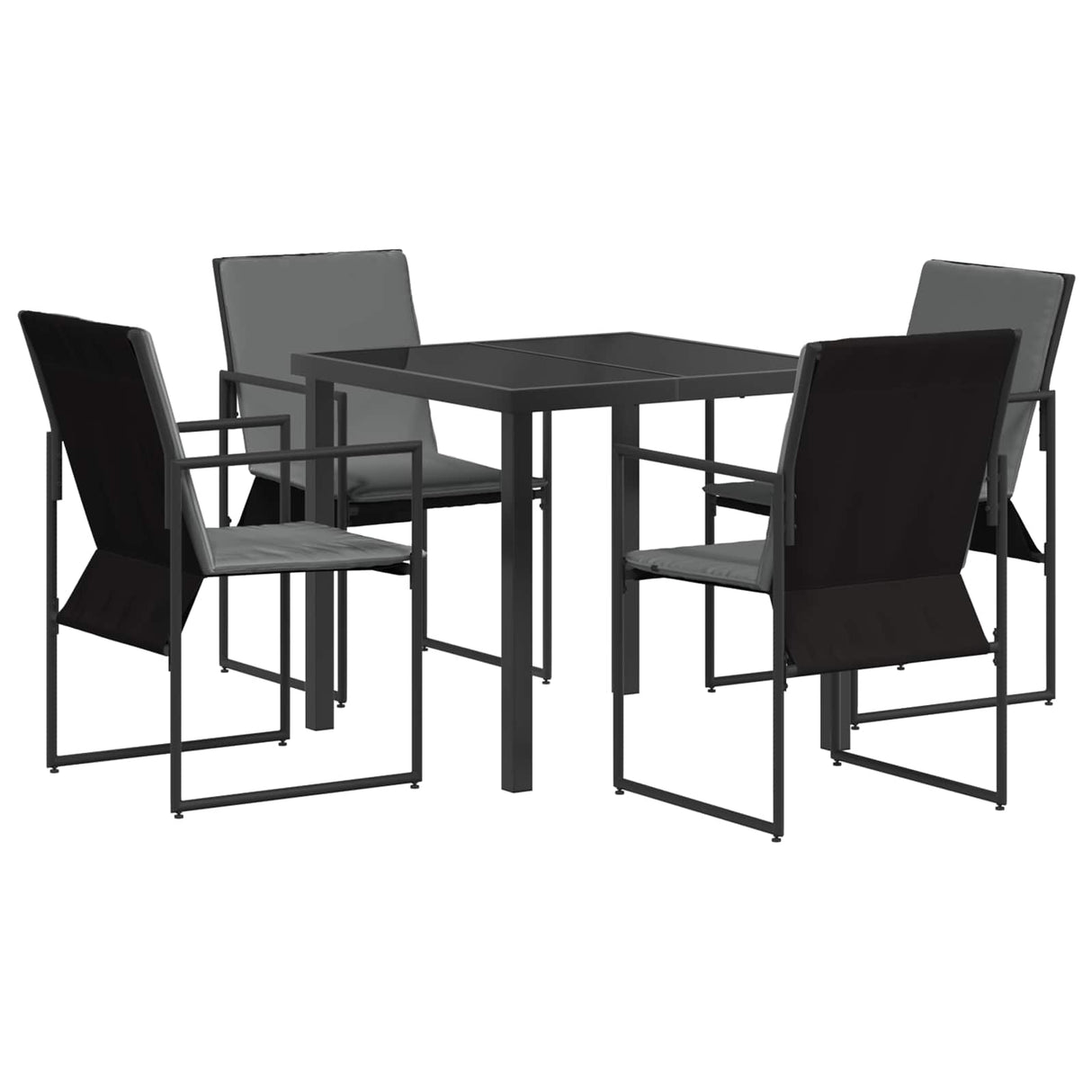 vidaXL Tuin Eettafel Set 5 pcs Zwart en Anthraciet 80 x 80 x 73 cm