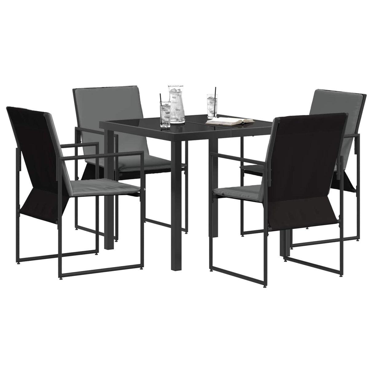 vidaXL Tuin Eettafel Set 5 pcs Zwart en Anthraciet 80 x 80 x 73 cm
