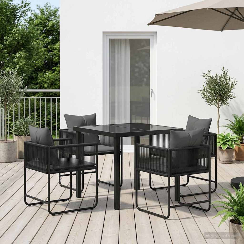 vidaXL Tuin Eettafel Set 5 pcs Zwart en Anthraciet 80 x 80 x 73 cm