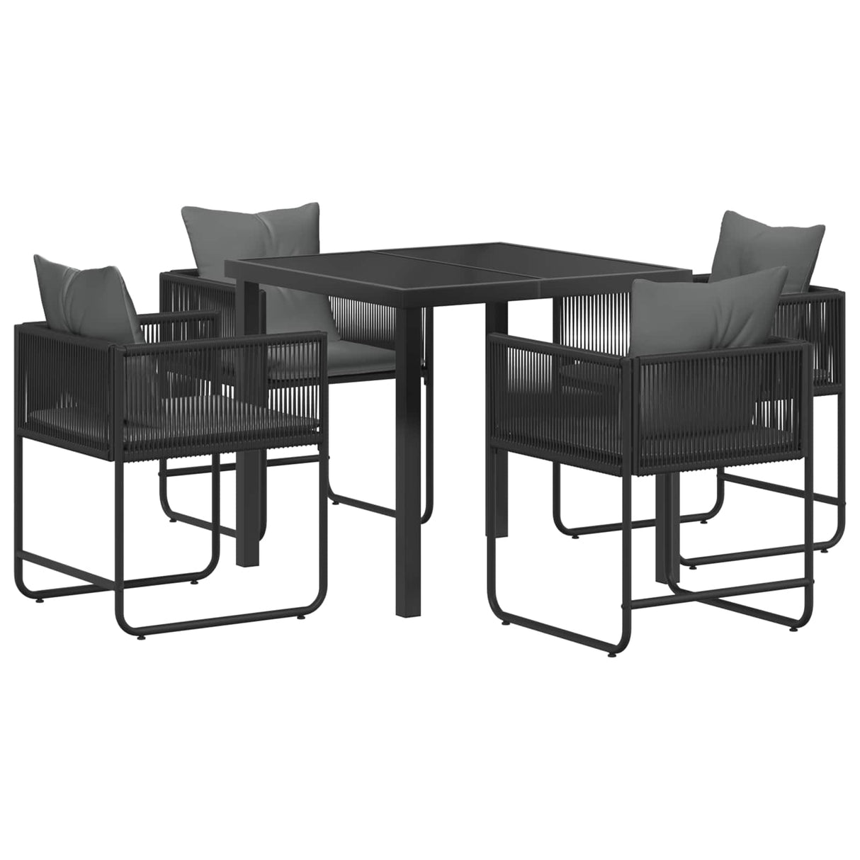 vidaXL Tuin Eettafel Set 5 pcs Zwart en Anthraciet 80 x 80 x 73 cm