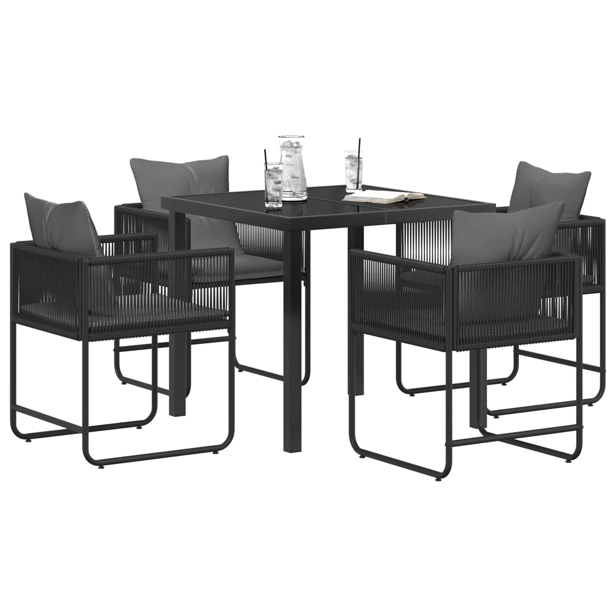 vidaXL Tuin Eettafel Set 5 pcs Zwart en Anthraciet 80 x 80 x 73 cm