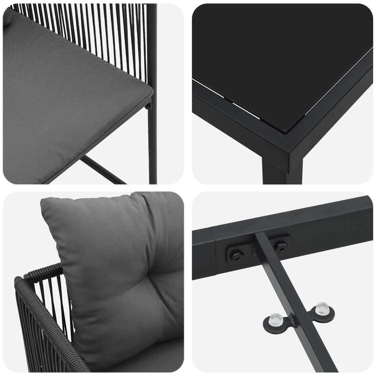 vidaXL Tuin Eettafel Set 5 pcs Zwart en Anthraciet 80 x 80 x 73 cm