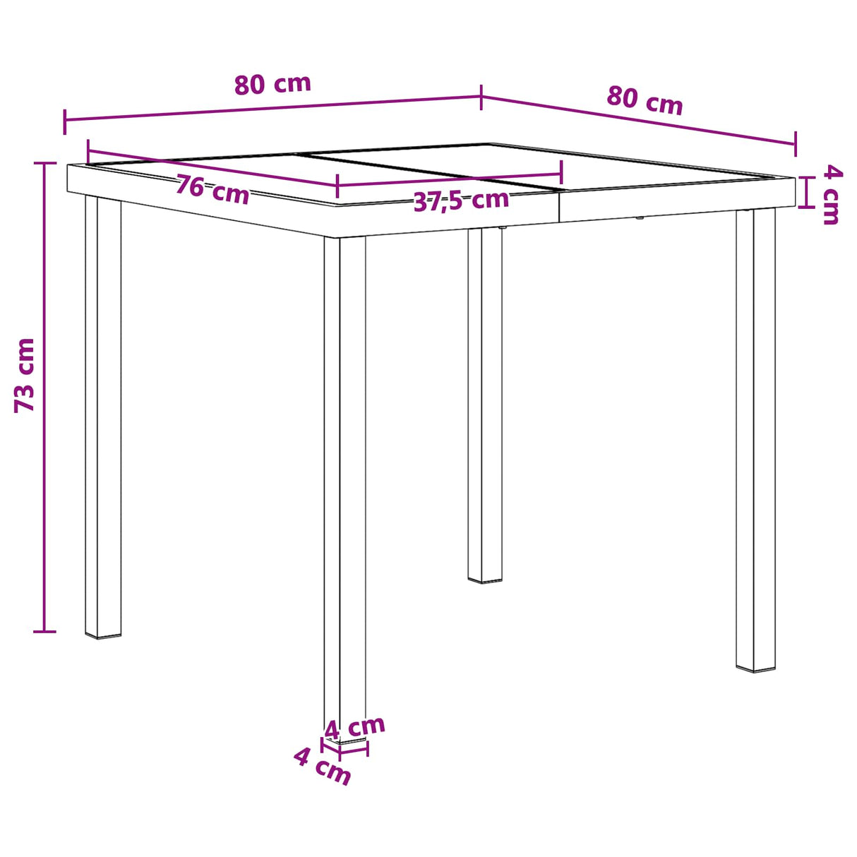 vidaXL Tuin Eettafel Set 5 pcs Zwart en Anthraciet 80 x 80 x 73 cm
