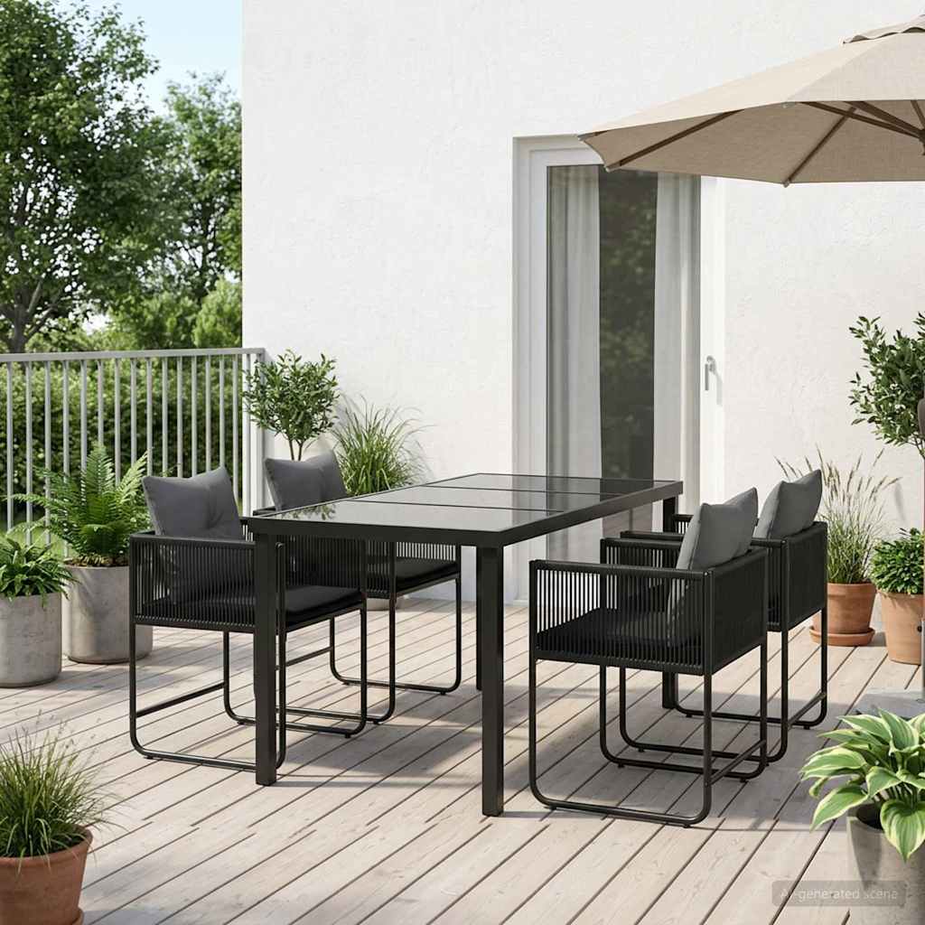 vidaXL Tuin Eettafel Set 5 pcs Zwart en Anthraciet 80 x 80 x 73 cm