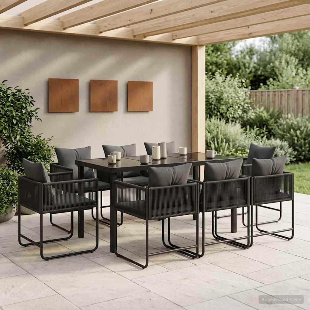 vidaXL Tuin Eettafel Set 5 pcs Zwart en Anthraciet 80 x 80 x 73 cm